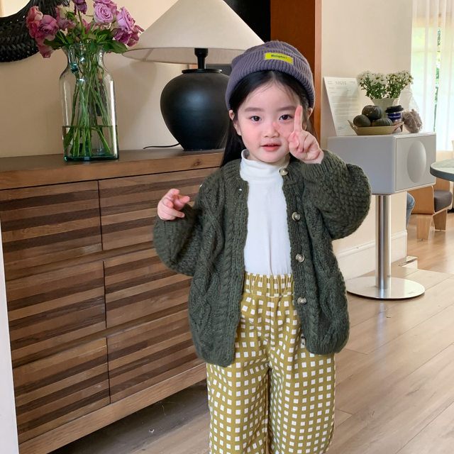 Children Clothing 2022 Autumn Winter Korean Style Girls Knitted Cardigan  Jacket New Fashionable Mohair Thick Sweater Children