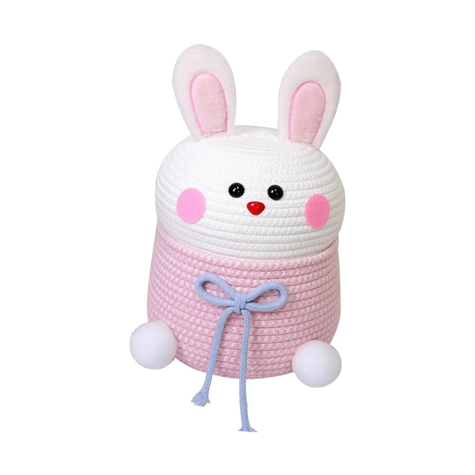 Rabbit Woven Basket Tabletop Nordic Sturdy Large Capacity Living Room Soft Makeup Cosmetic Holder Storage Bins Toys Shoes Books