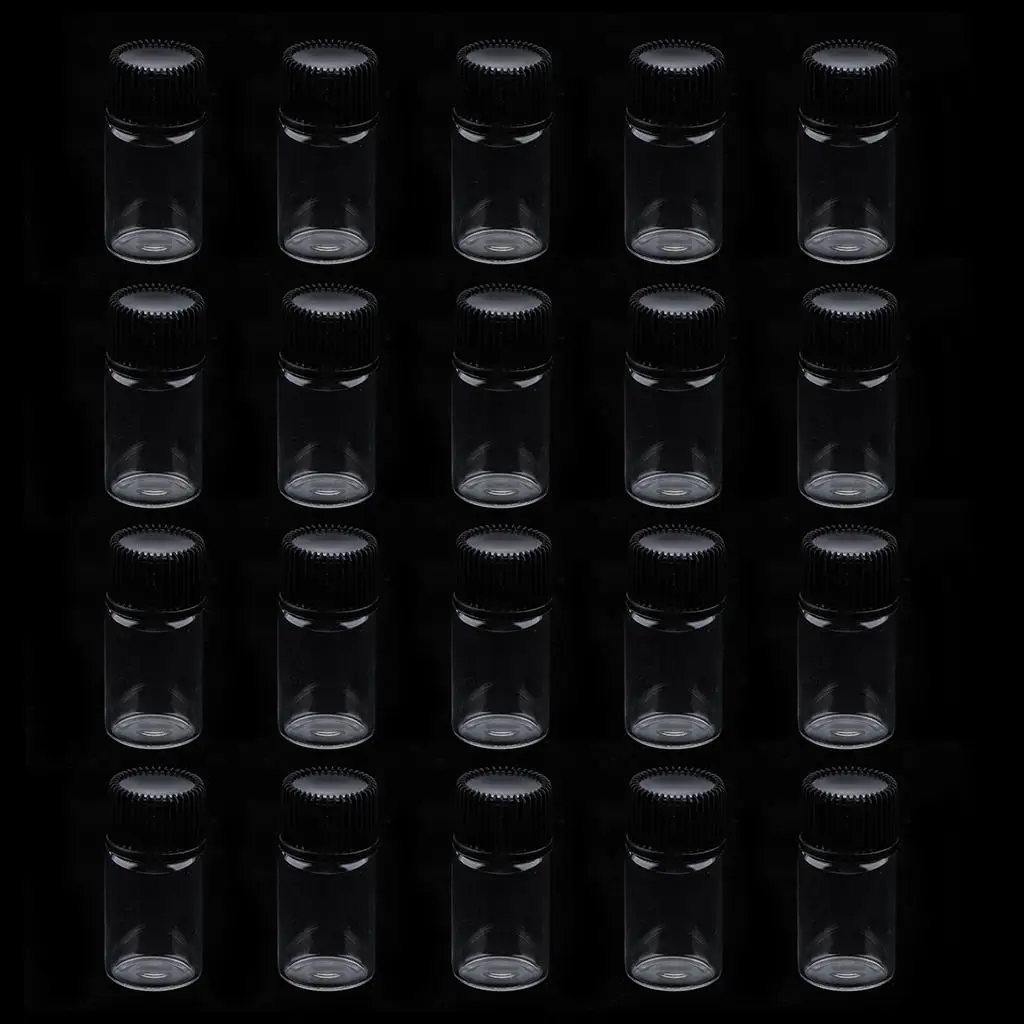 20Pcs 3ml Glass Bottles Vials Screwcap Containers Bottles for Essential Oils Serums Fragrance Perfume Toiletry Liquid