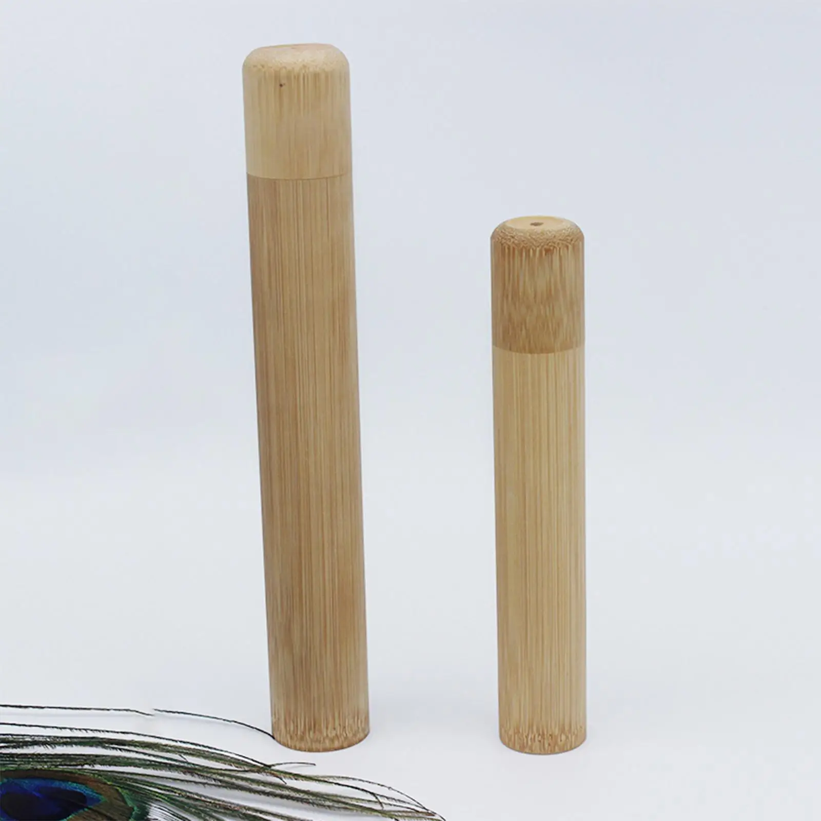 Natural Bamboo Toothbrush Tube Tooth Brush Holder Hand Made Reusable Containers with Lid Travel Case Toothbrush Storage Tube