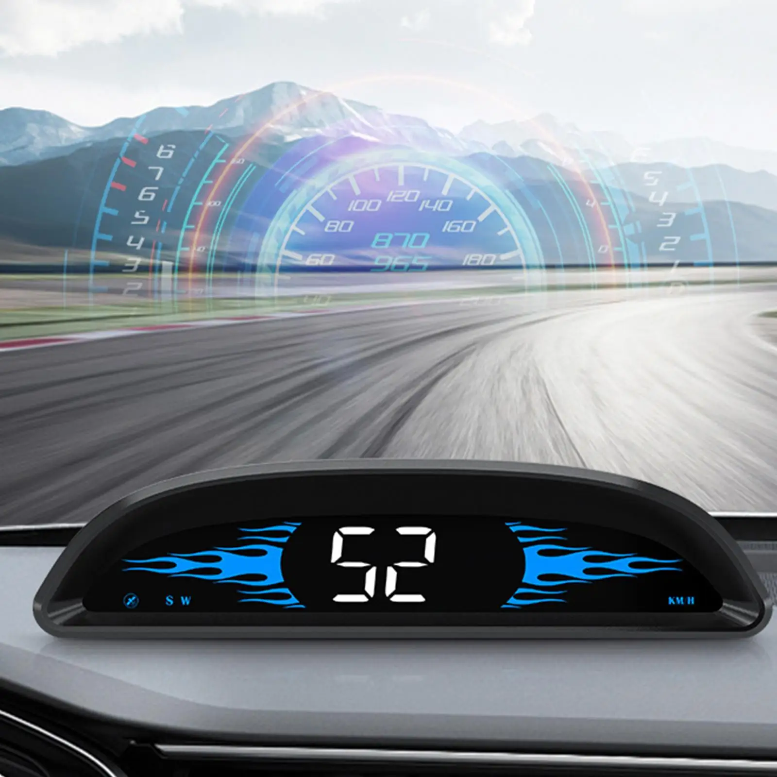Car HUD Head up Display GPS Gauge Driving Distance Overspeed Alarm for Vehicle Outdoor