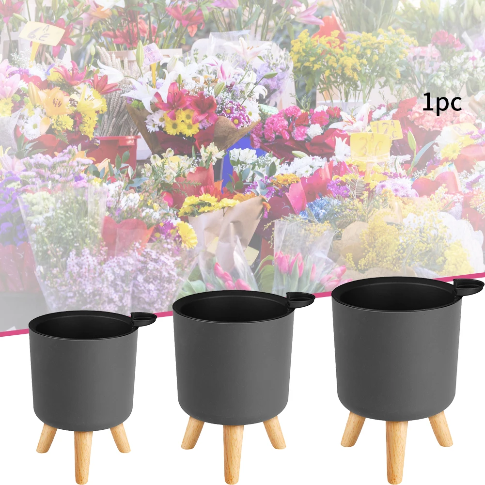 flower pots near me Freestanding Flower Pot For Plants Succulents Modern With Wooden Legs Bonsai Drainage Self Watering Indoor Outdoor Home Decor best Flower Pots & Planters