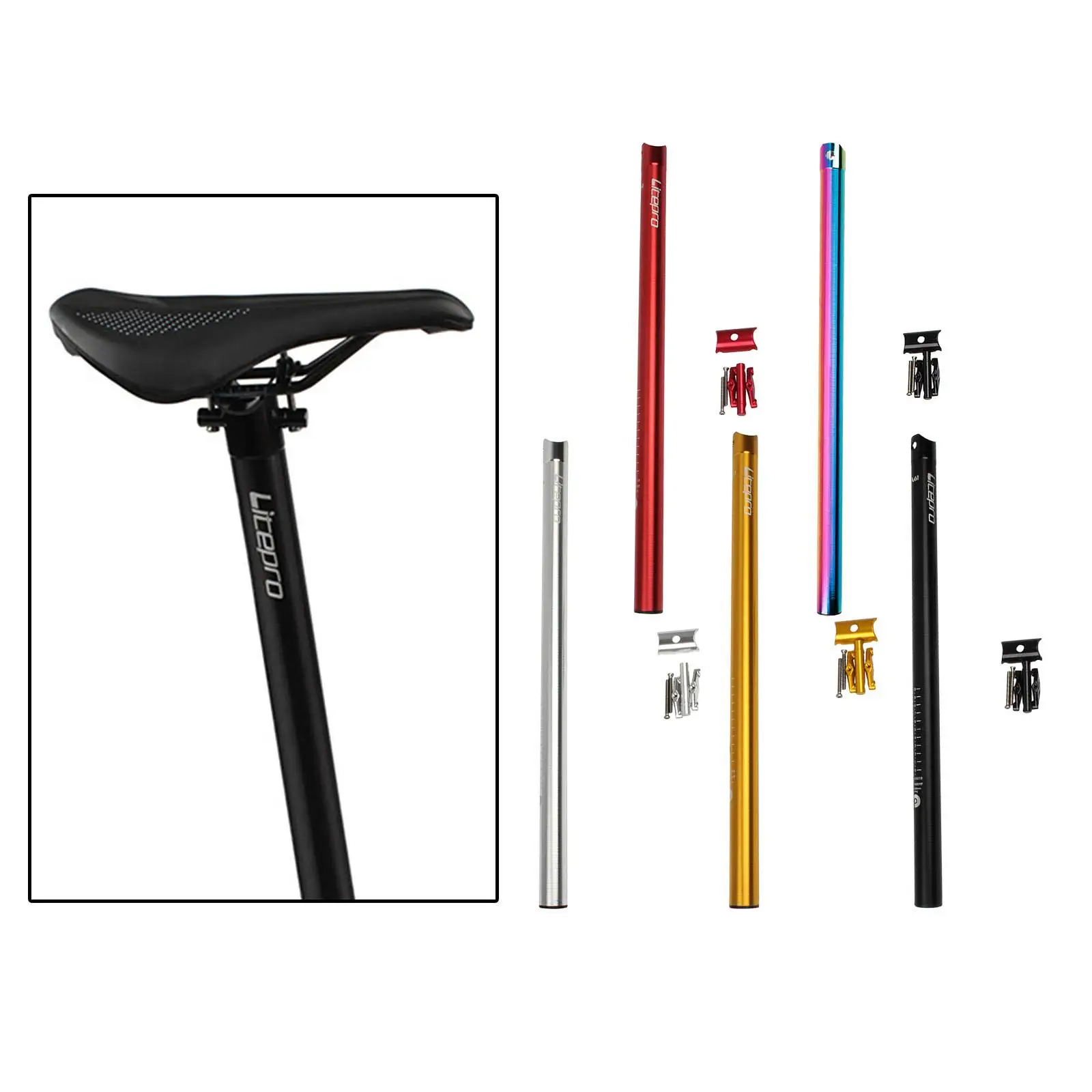 Folding Bike Seatpost Seat Rod Aluminum Alloy 31.8 Seat Post Seat Tube Seatpipe Replacement for