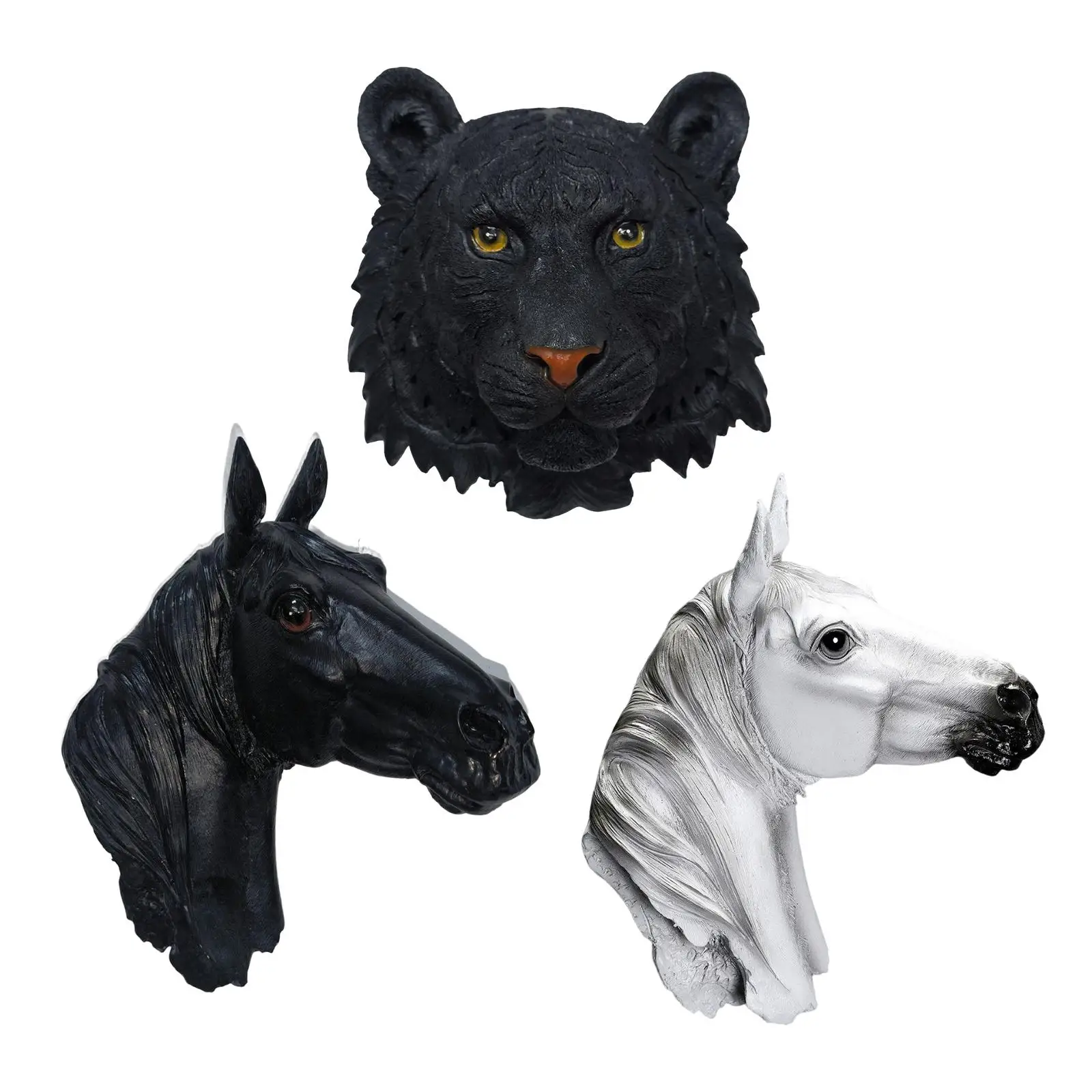Animal Head Statue Sculpture Creative Realistic Artwork Ornament Crafts for Living Room Dining Room Bedroom Decor Collection
