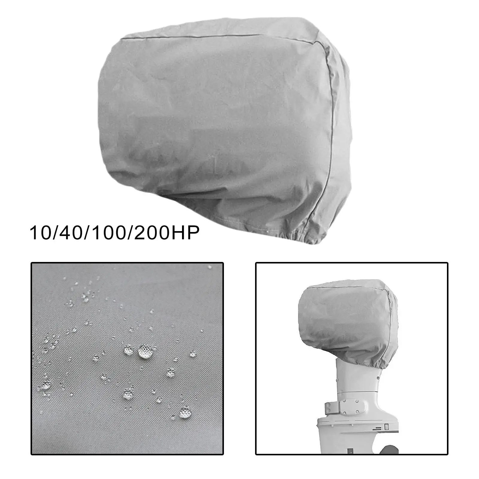 Outboard Motor Cover Tear Resistant Engine Protector Adjustable Oxford Silver Waterproof Boat Hood Covers for Boating Fishing