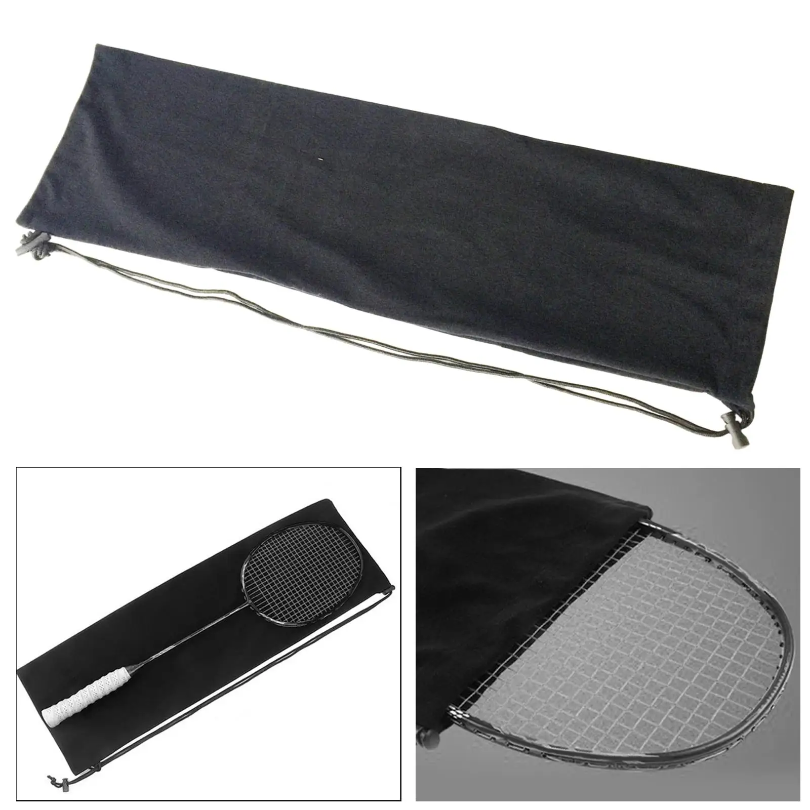 Badminton Racket Cover Bag Drawstring Bag Protective Carry Case Soft Dustproof Pouch for Beginner Players Outdoor Sports Unisex