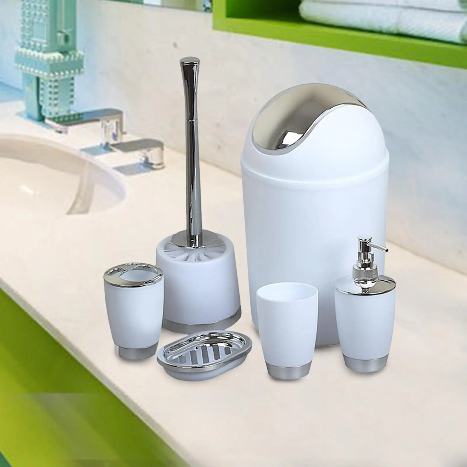 6 Pieces Apartment Bathroom Accessories Set Lotion Dispenser for Hotel Gifts