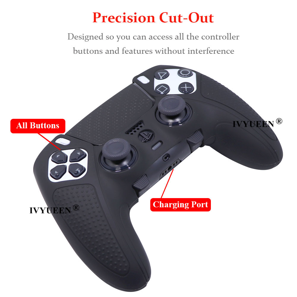 IVYUEEN Anti-Rutsch-Schutzhülle für PlayStation 5, PS5, DualSense Edge Controller, weiche Gummi-Silikonhülle, Griffabdeckung – Detail 4