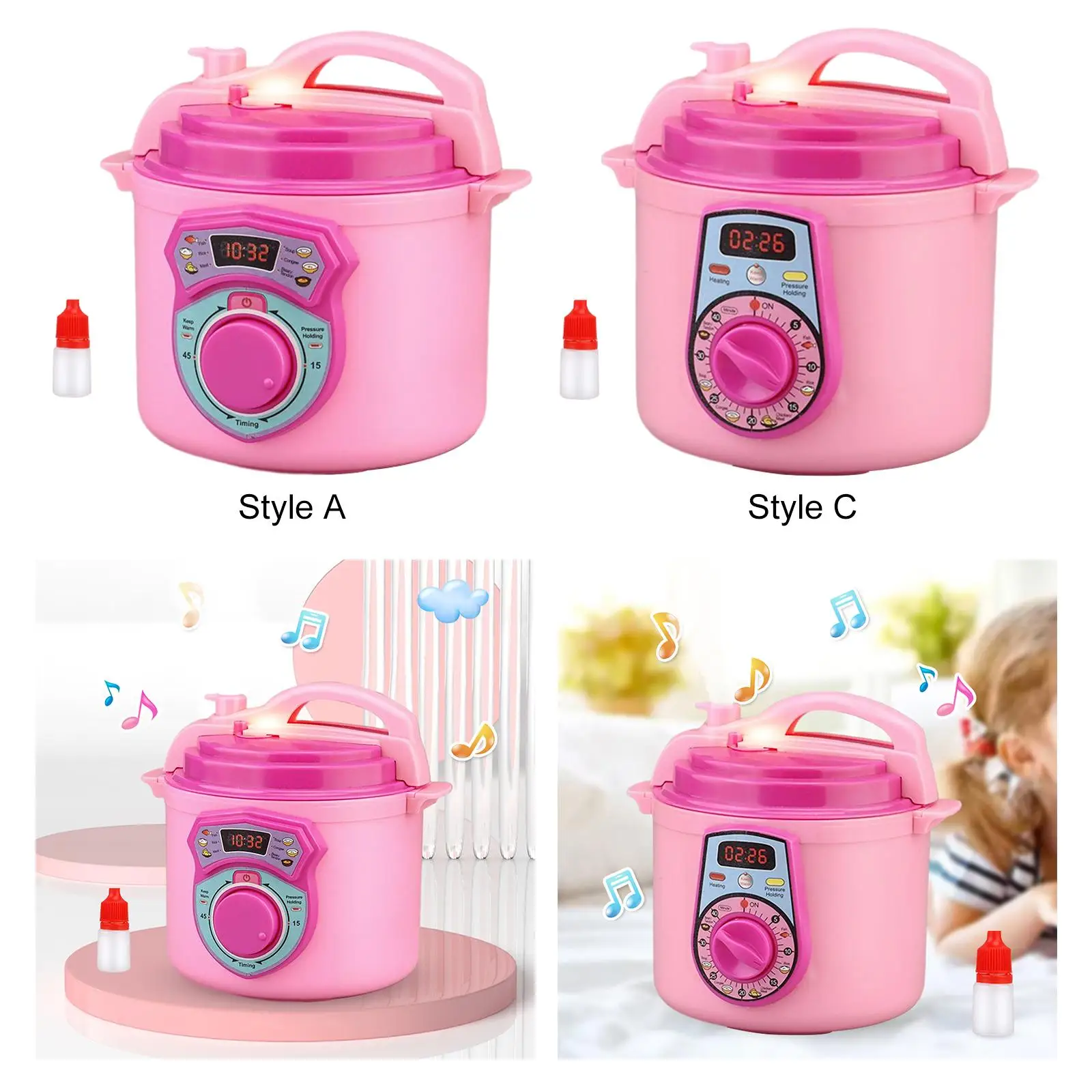Electric Rice Cooker Toy with Lights Sound Kitchenware Interactive Toy Learning Educational Toy Mini for Girls
