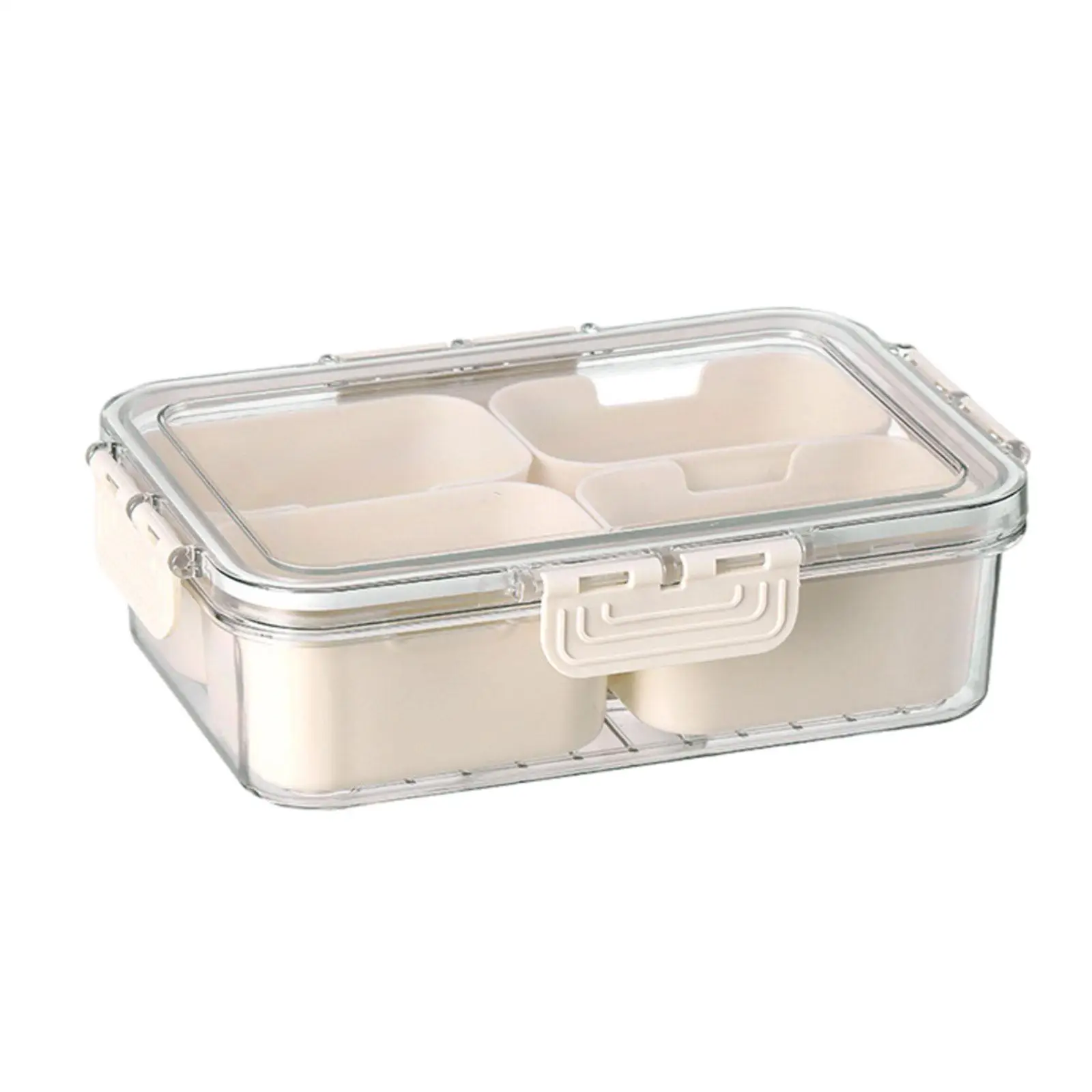 4 Compartments Snack Tray Serving Platter with Lid Square Divided Serving Tray for Hot Pot Prep Chip Biscuits Desserts