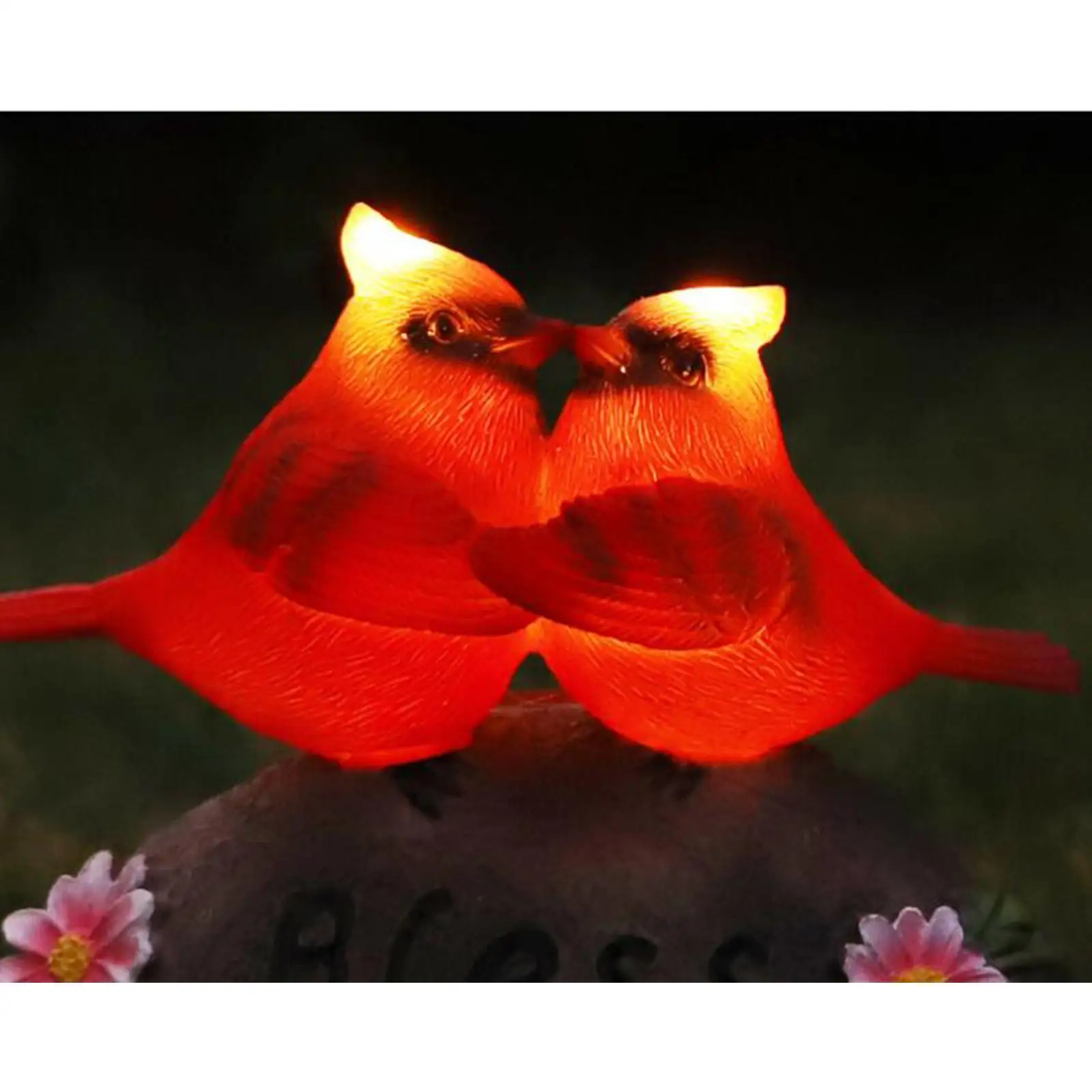 Creative Red Cardinals Sculpture Resin Night Lamp Crafts Statue Waterproof Solar Light for Party Pond Backyard Pathway Ornament