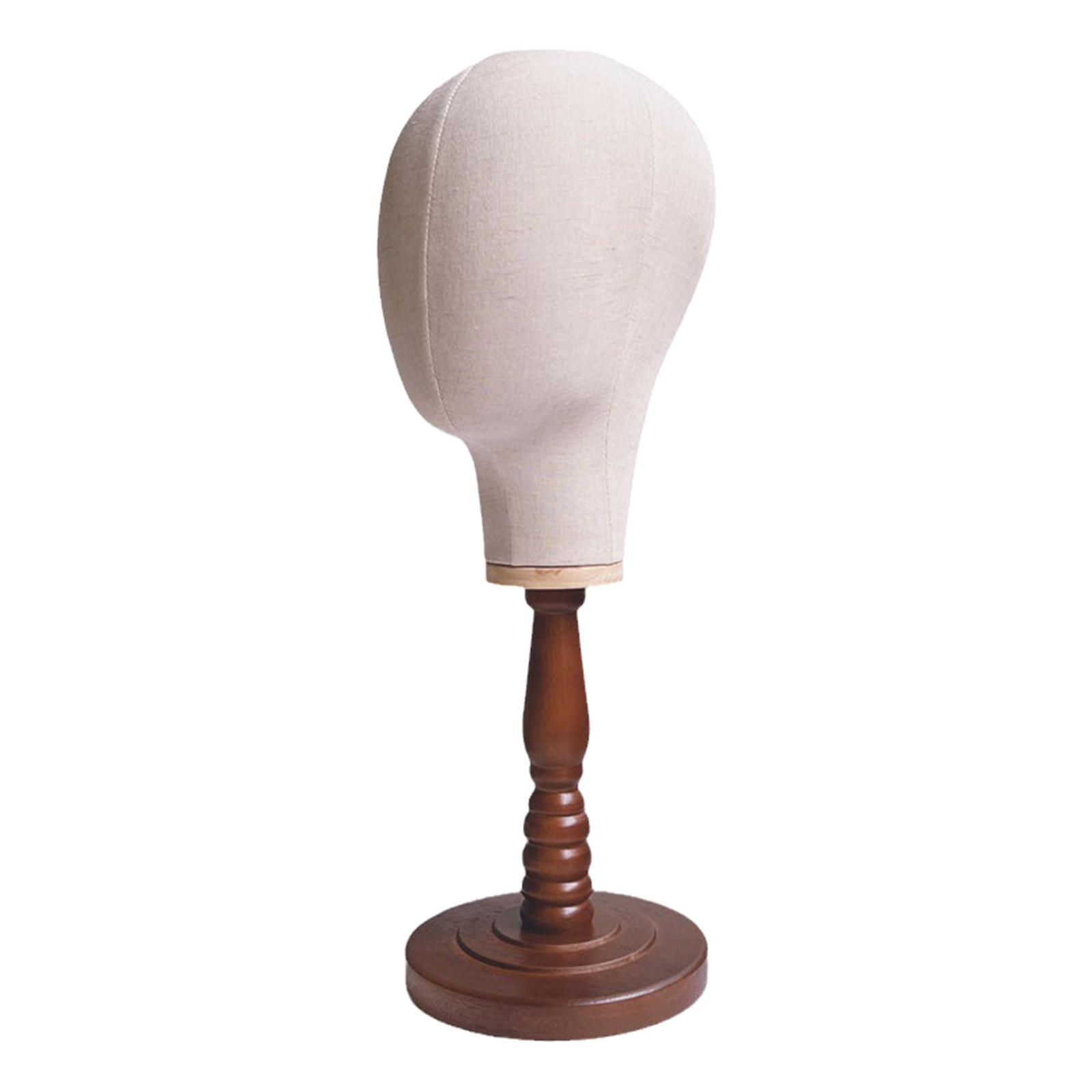 Hat Head Display Tabletop Manikin Head with Wood Base for Home Salon Hairdresser Training Styling Drying Beginner Stylist