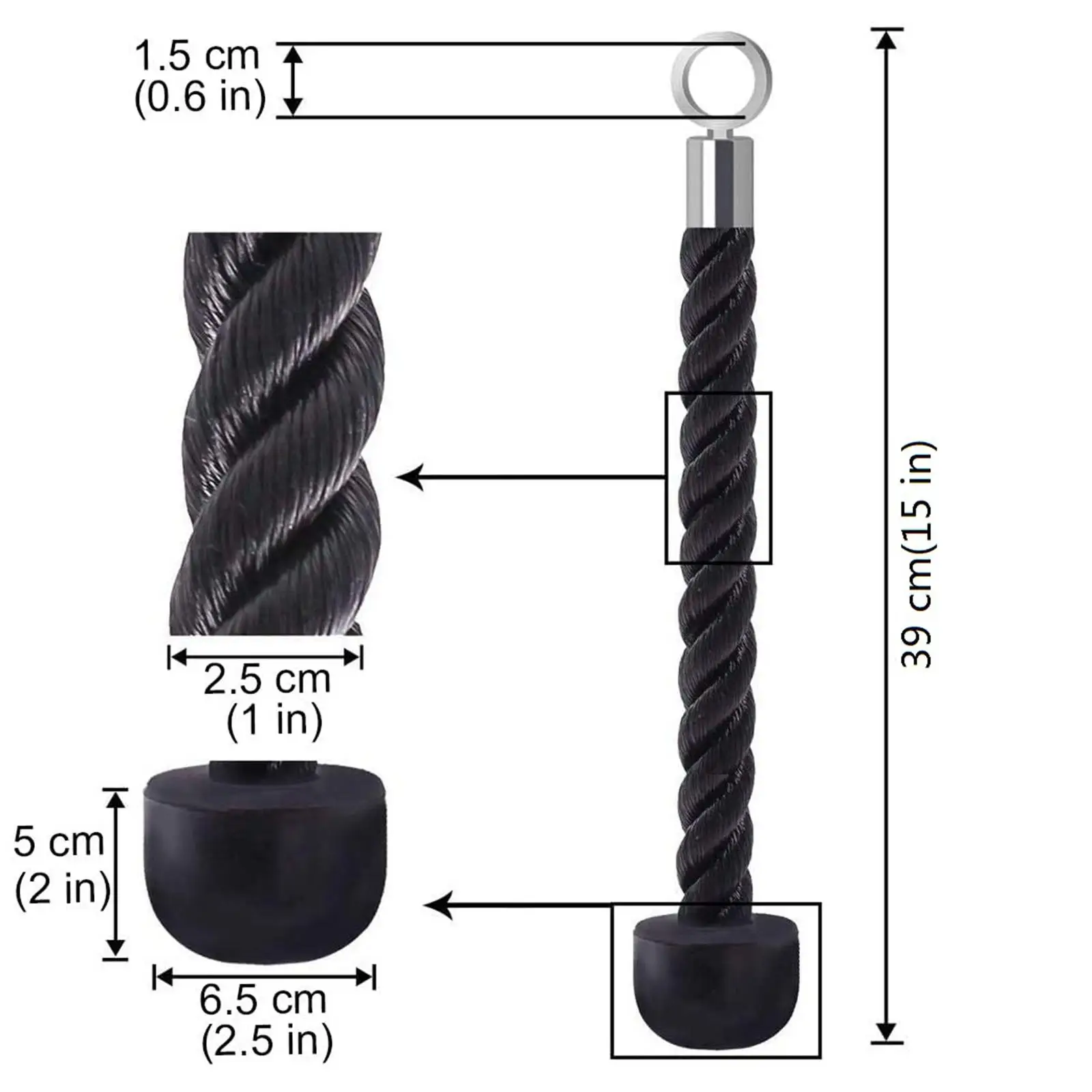 2xTricep Single Grip Pulley Cable Attachment Pull Down LAT Handle Black