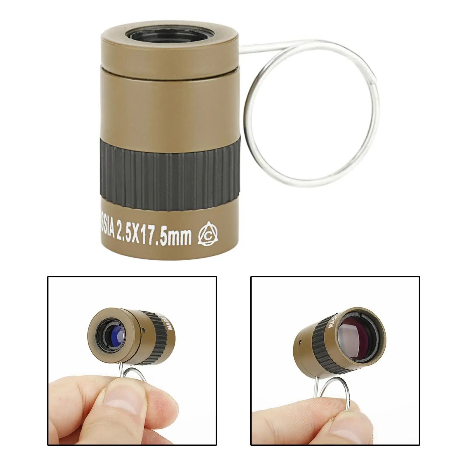 Mini Monocular Telescope 2.5x17.5mm Pocket Lens with Knuckle Finger Ring for Fishing Hunting Hiking Travel