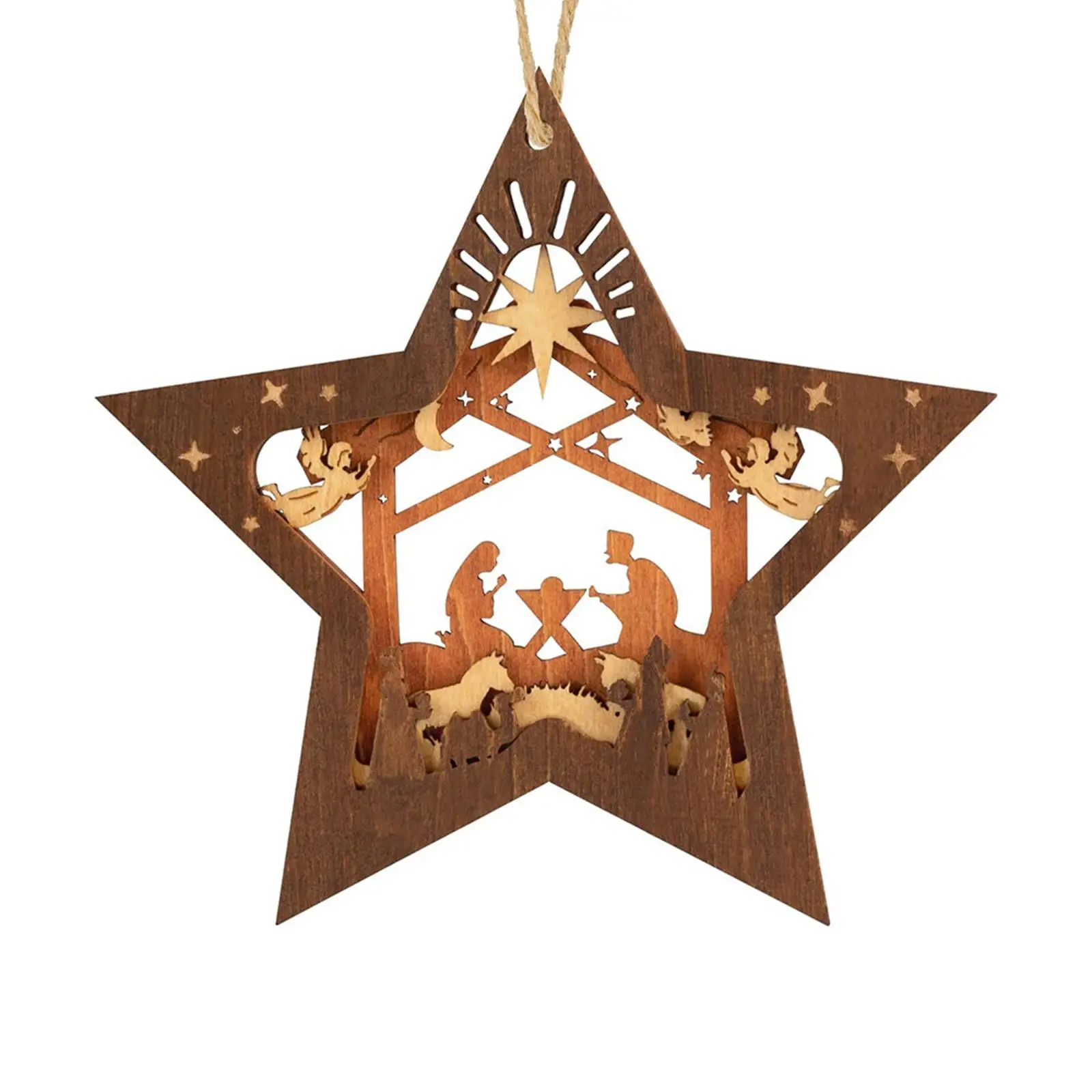 Christmas Nativity Scene Ornaments Xmas Decor Rustic Jesus Christmas Ornaments for Tables Shelves Family Indoor Fireplace
