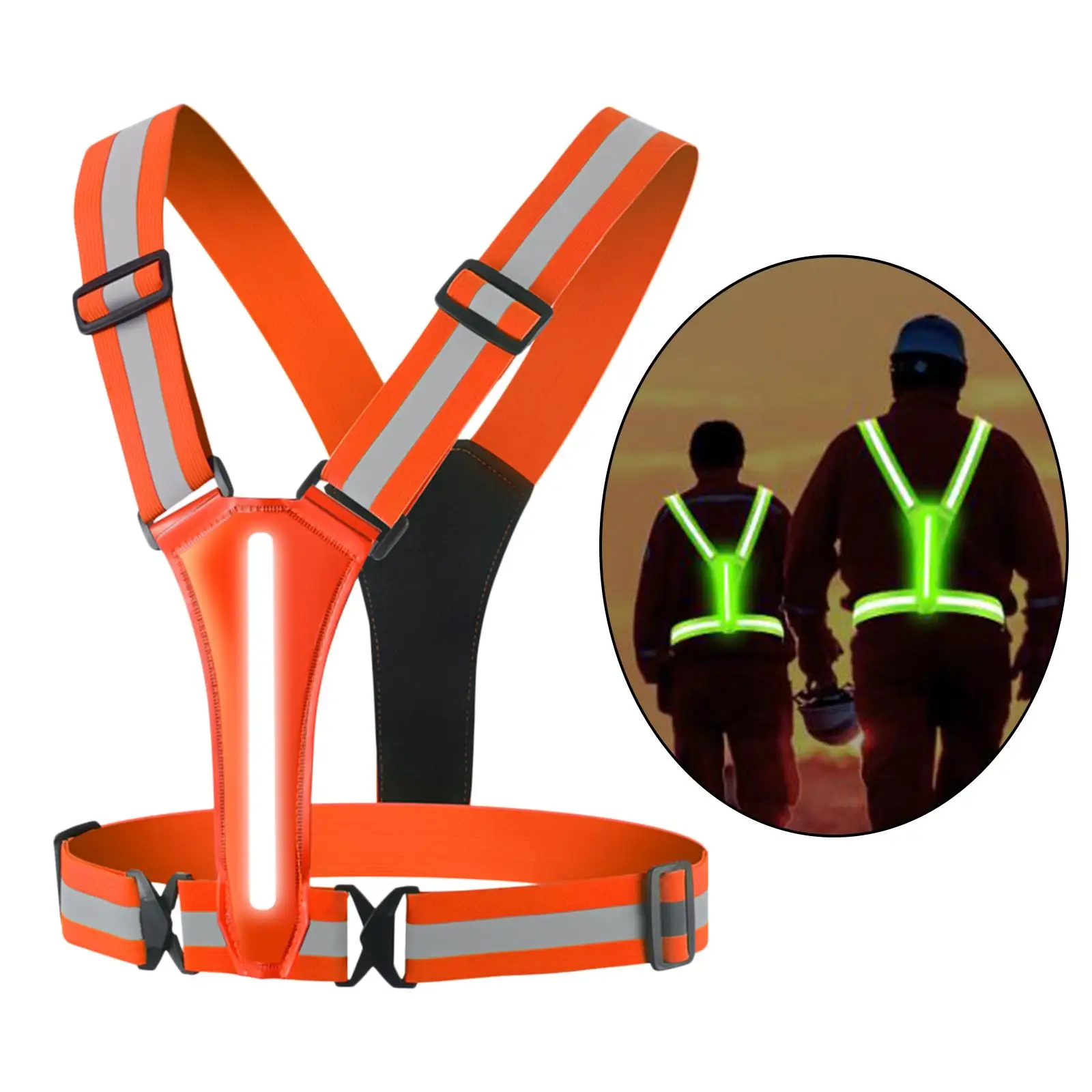 LED Reflective Vest Adjustable USB Rechargeable Double-Side LED Strips Running Gear for Night Walking Running Men Women Children