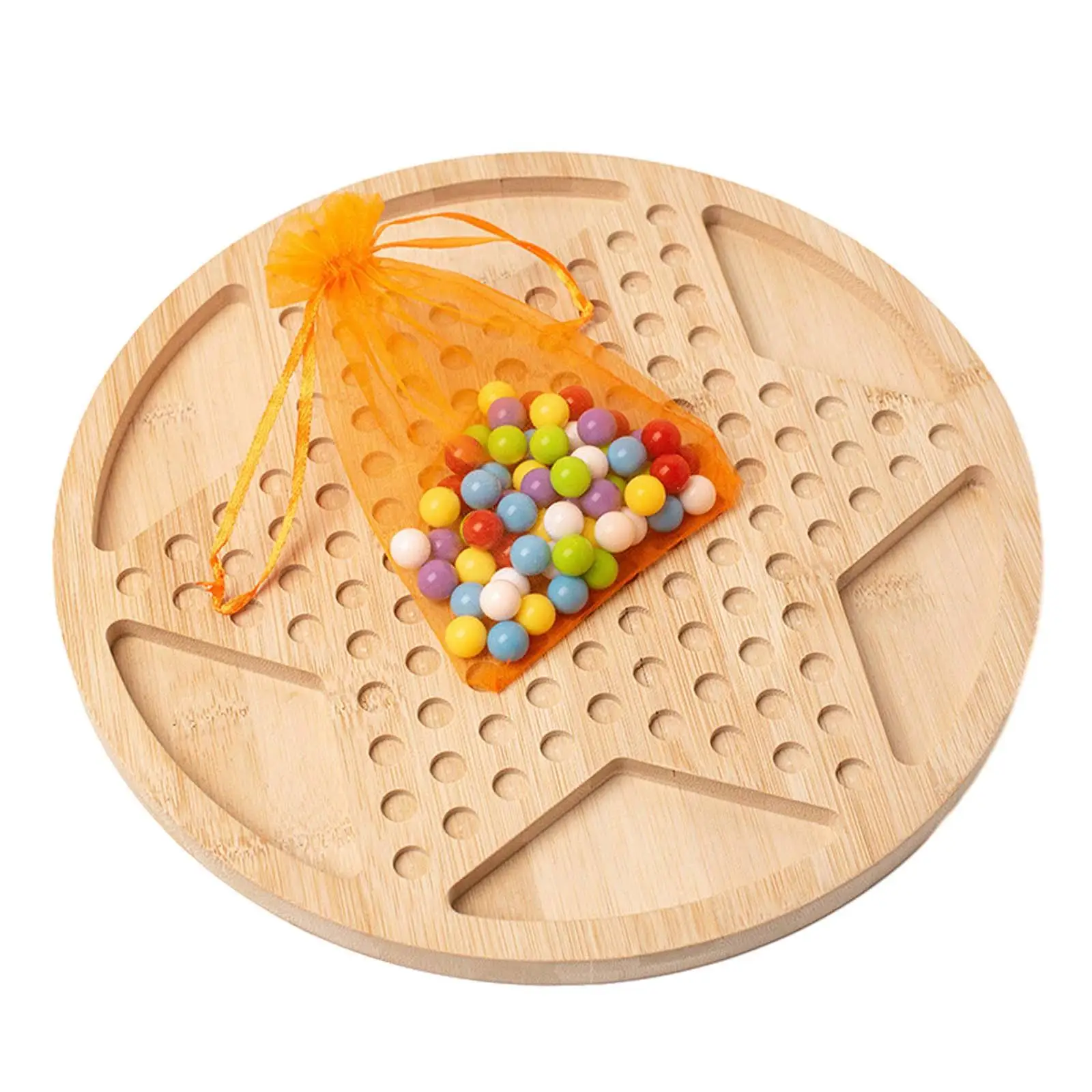 Chinese Checkers 29cm Wooden Board and Traditional Pegs with 60 Marbles Family Board Game for Family Gathering Boys Girls Adults