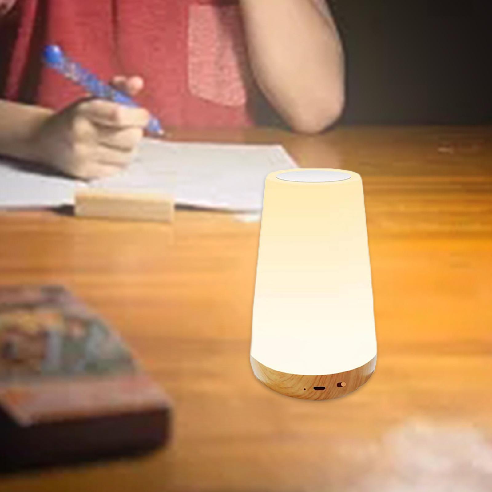 Dimmable Led Colorful Creative Wood Grain Charging Night Light Bedside Table Lamp Ambient Light Touch Remote Light