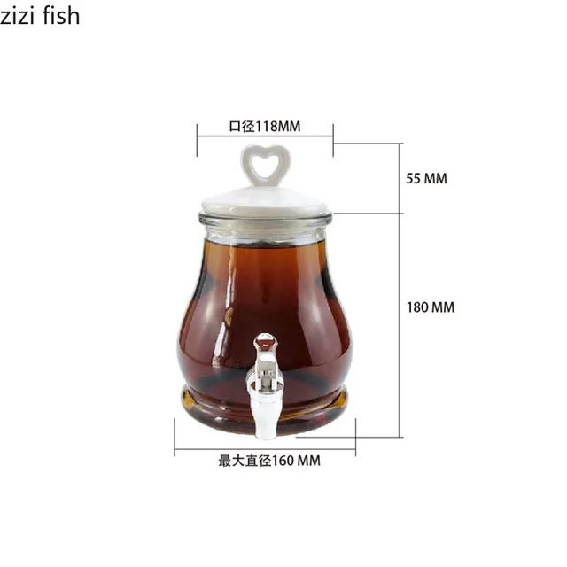 Boîtes de jus de bouteilles de vin en bocal en verre transparent avec  robinet scellé Enzyme Barrel Bicanon