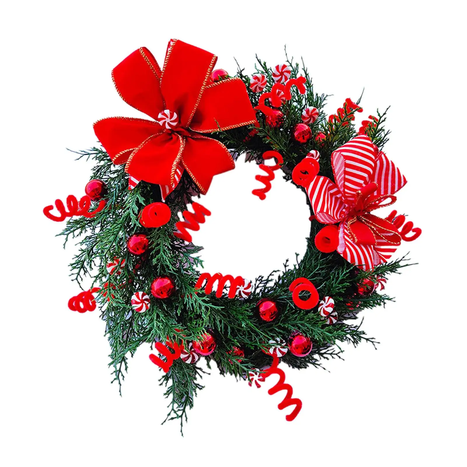 Christmas Wreath 17.7`` Green Leaves Wreaths Garland for Xmas Indoor Outdoor Holiday Decor