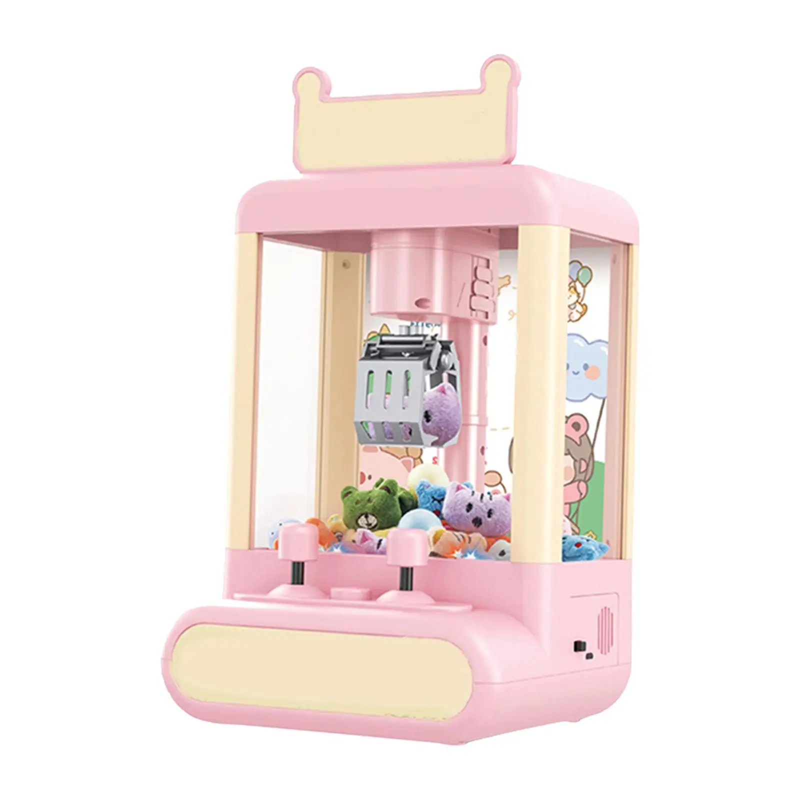 Mini Toy Claw Machine Doll Grabber with Sound Lights with 10 Dolls Coins DIY Claw Game Machine for Game Gifts Children Kids