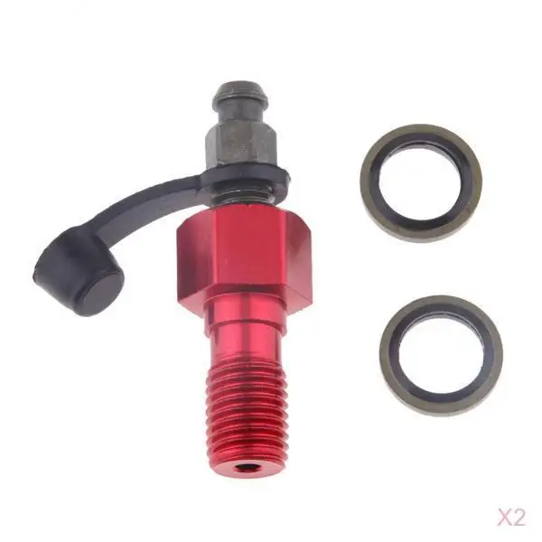 2x Motorcycle Brake Caliper Banjo Bolt & Bleed /Screw  1.25mm Red