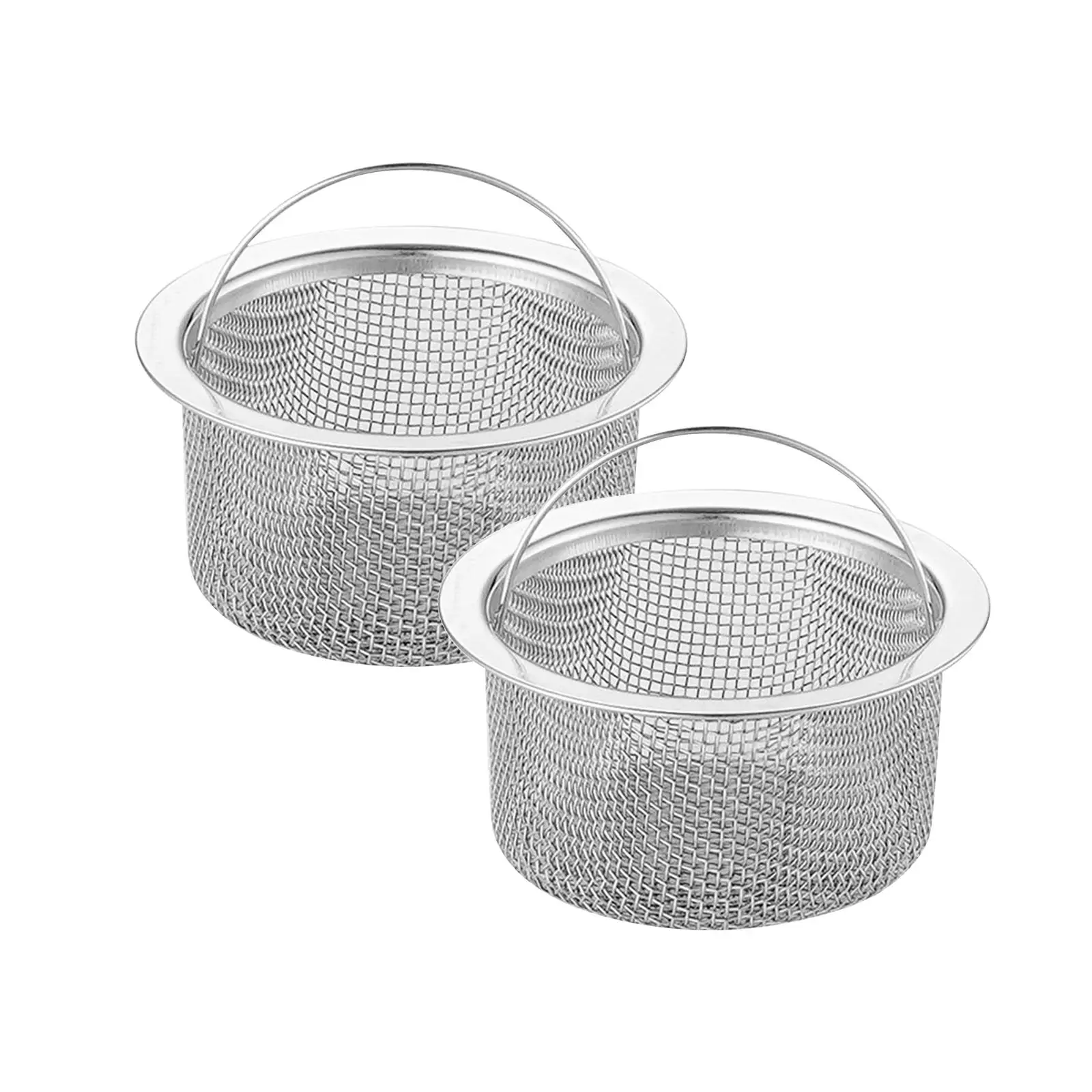 Stainless Steel Sink Strainer Basket Basin Drain Filter Shower Drain Hole Filter with Handle for Restaurant Bathroom Sink