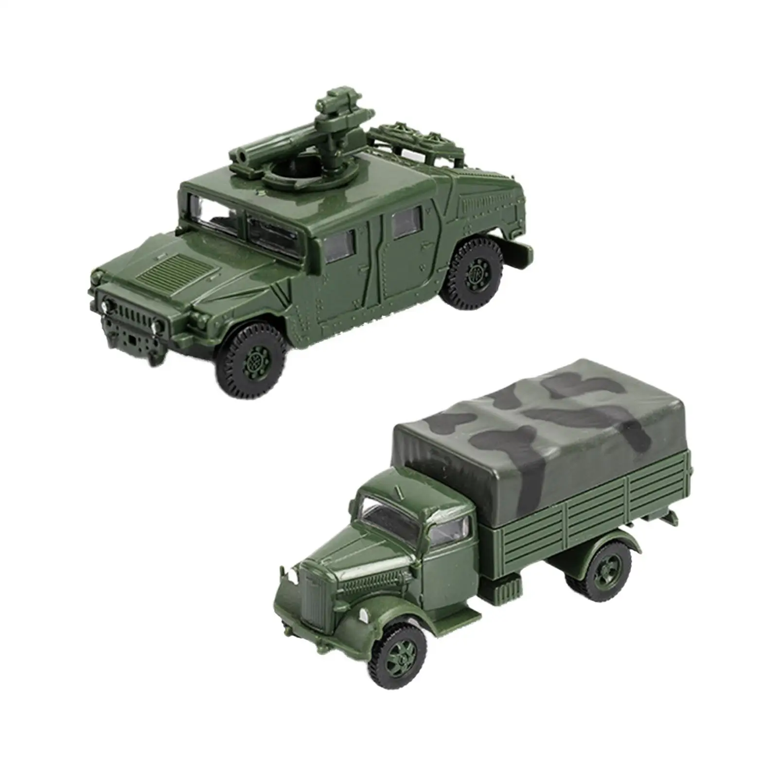 2 Pieces Miniatures 1:72 Assemble American Humvee Kits Hobby Building Puzzle Ornaments for Christmas Present Desktop Kids Gifts
