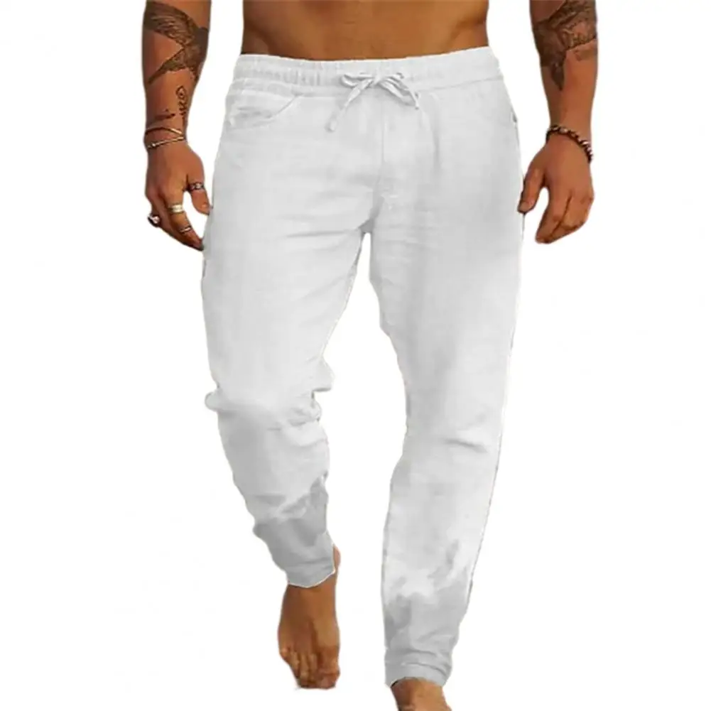 Легкие мужские брюки, быстросохнущие пляжные штаны до щиколотки, сэластичным поясом, мягкие тонкие свободные брюки с карманами