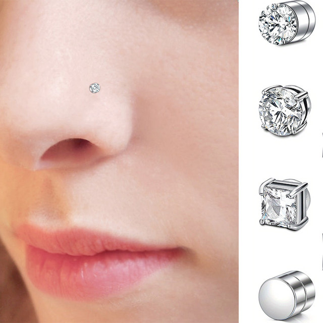 1set Non Piercing Ear Jewelry，Simple Stainless Steel Square