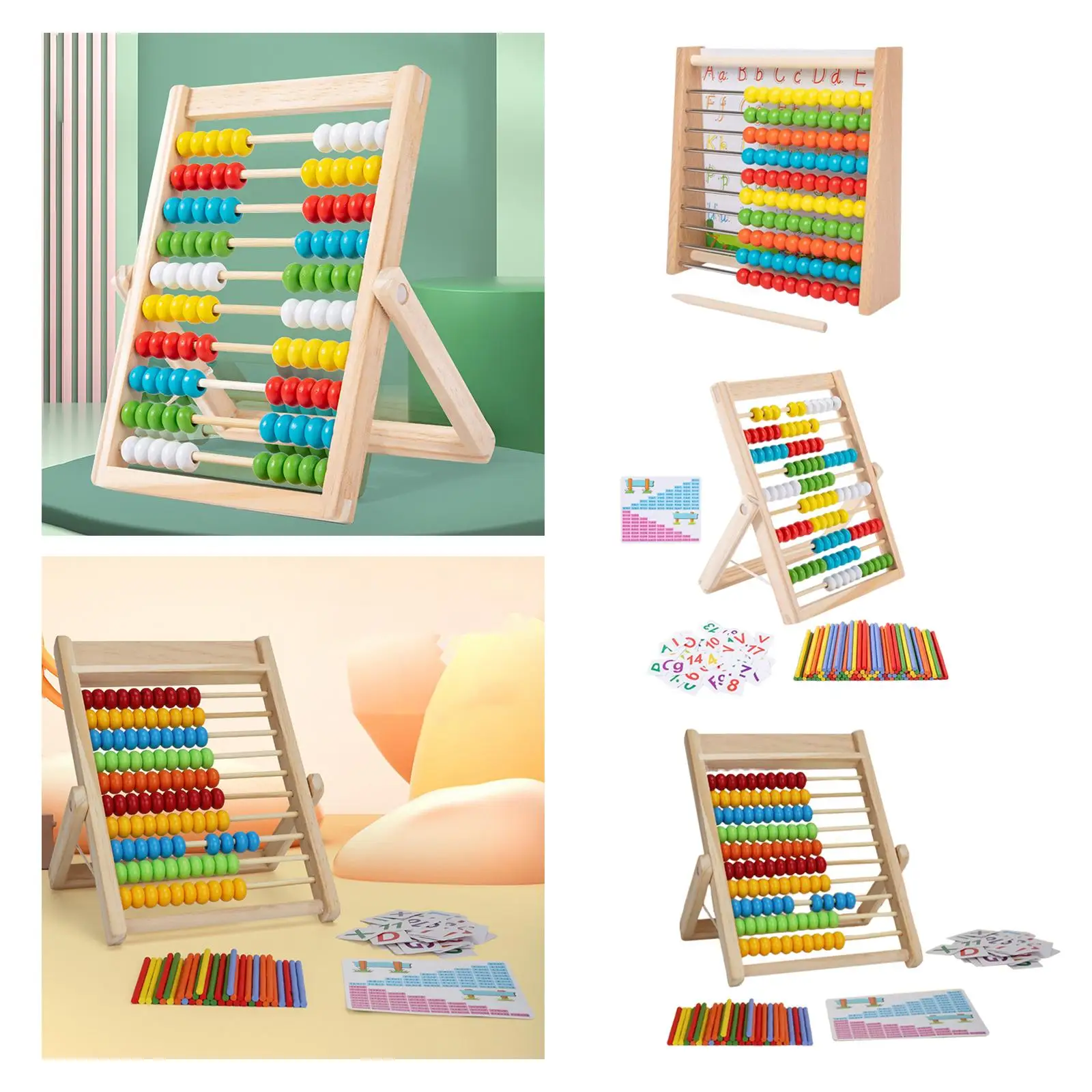 Montessori Math Toys Math Learning Toy Abacus Thinking Game 10 Rows Abacus for Preschool Children Toddlers Boys Gifts