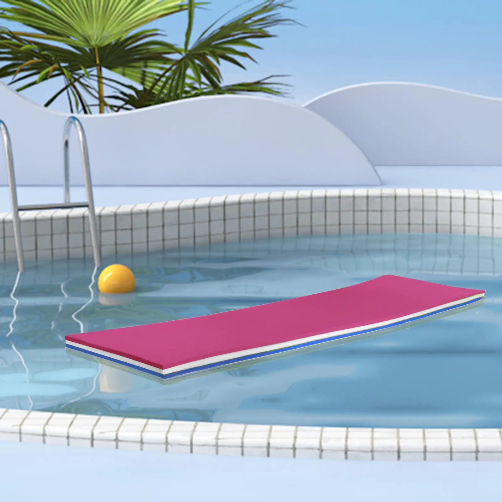 Floating Mat Pad Cushion 3 Layer 43x15.7x1.3Inches for Water Parks, Pools, Lakes, Beaches and Sea Portable Roll up Pad