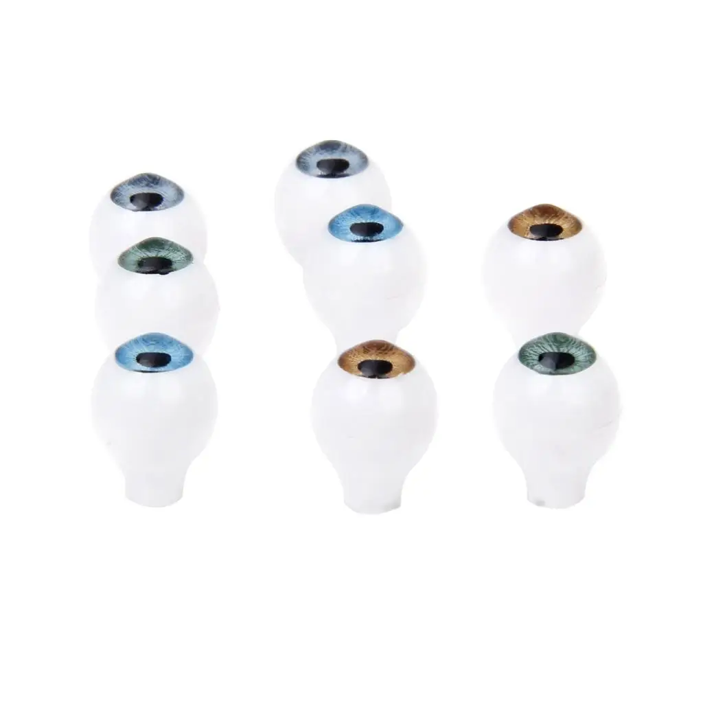 8 Pieces Round Acrylic Doll Eyes Eyeballs 10mm/8 mm Iris Diameter