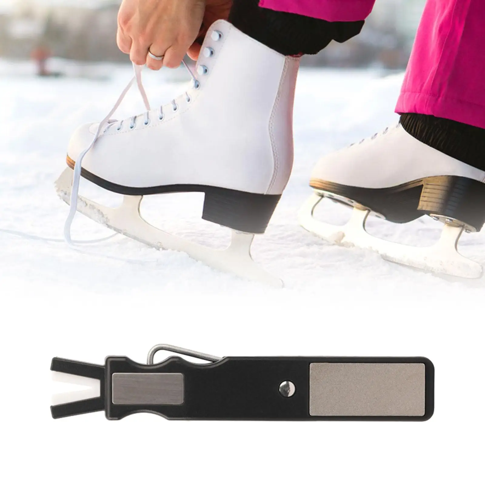 Hockey Ice Skate Blade Sharpening Tool Honing Stone, Re Edger Lace Puller Multifunction Ice Skate Sharpener for Hockey Skates