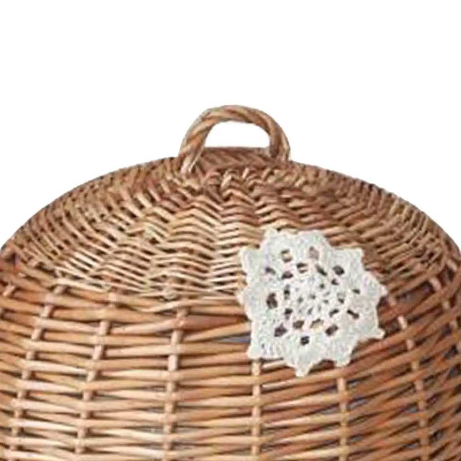 Food Dome Lid and Serving Tray Rattan Wicker Woven Brown Round Lightweight Kitchen Decoration Handcrafted 30CX20cm with Handles