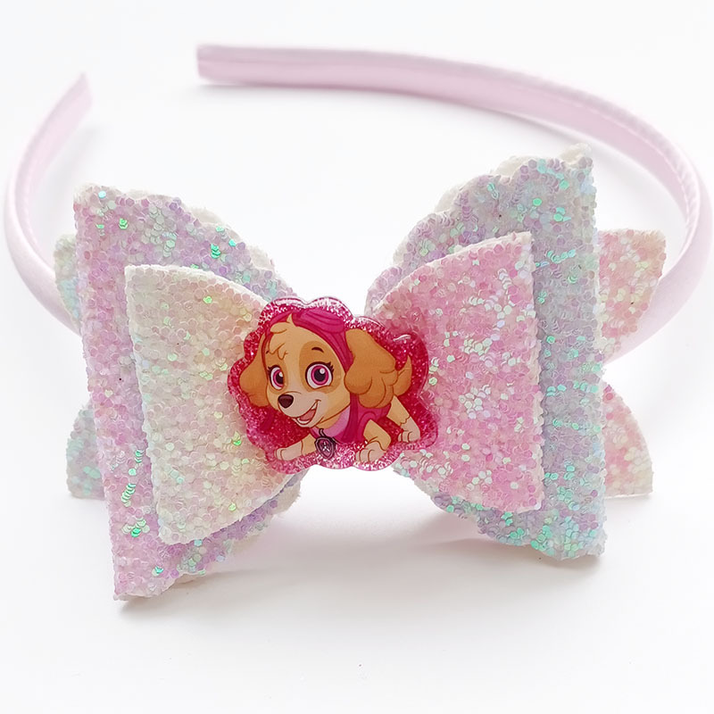 Paw Patrol Skye Baby glänzende Schleife Stirnband Cartoon süßes Mädchen Neugeborene Stirnband Kopfbedeckung Kinder Schmuck Geburtstag Weihnachten Party Geschenk – Detail 3