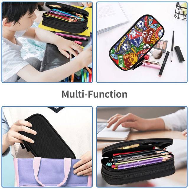 Kawaii Number 7 Soccer Pencil Cases for Girls Boys Large Storage