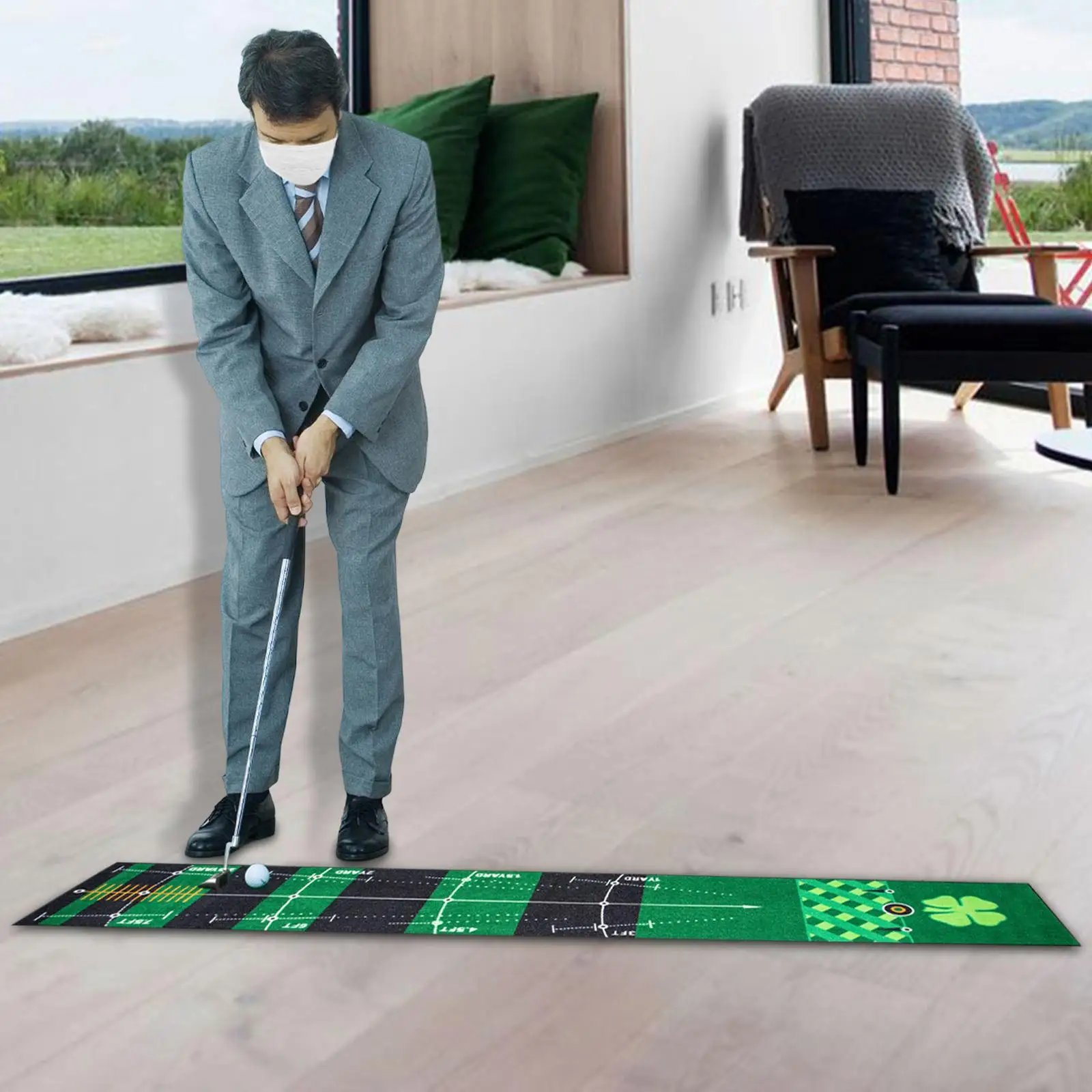 Golf Putting Mat Swing Detection Golf Hitting Pad for Indoor Outdoor Home Office