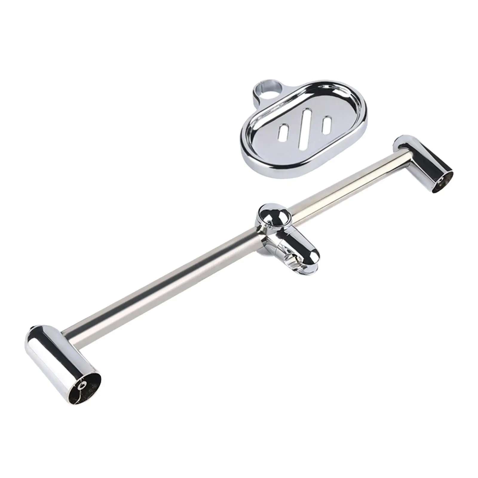Bathroom Wall Mount Shower Head Slide Bar Grab Bar Durable 360° Rotation Polished Surface Lifting Rod with Soap Dish 60cm