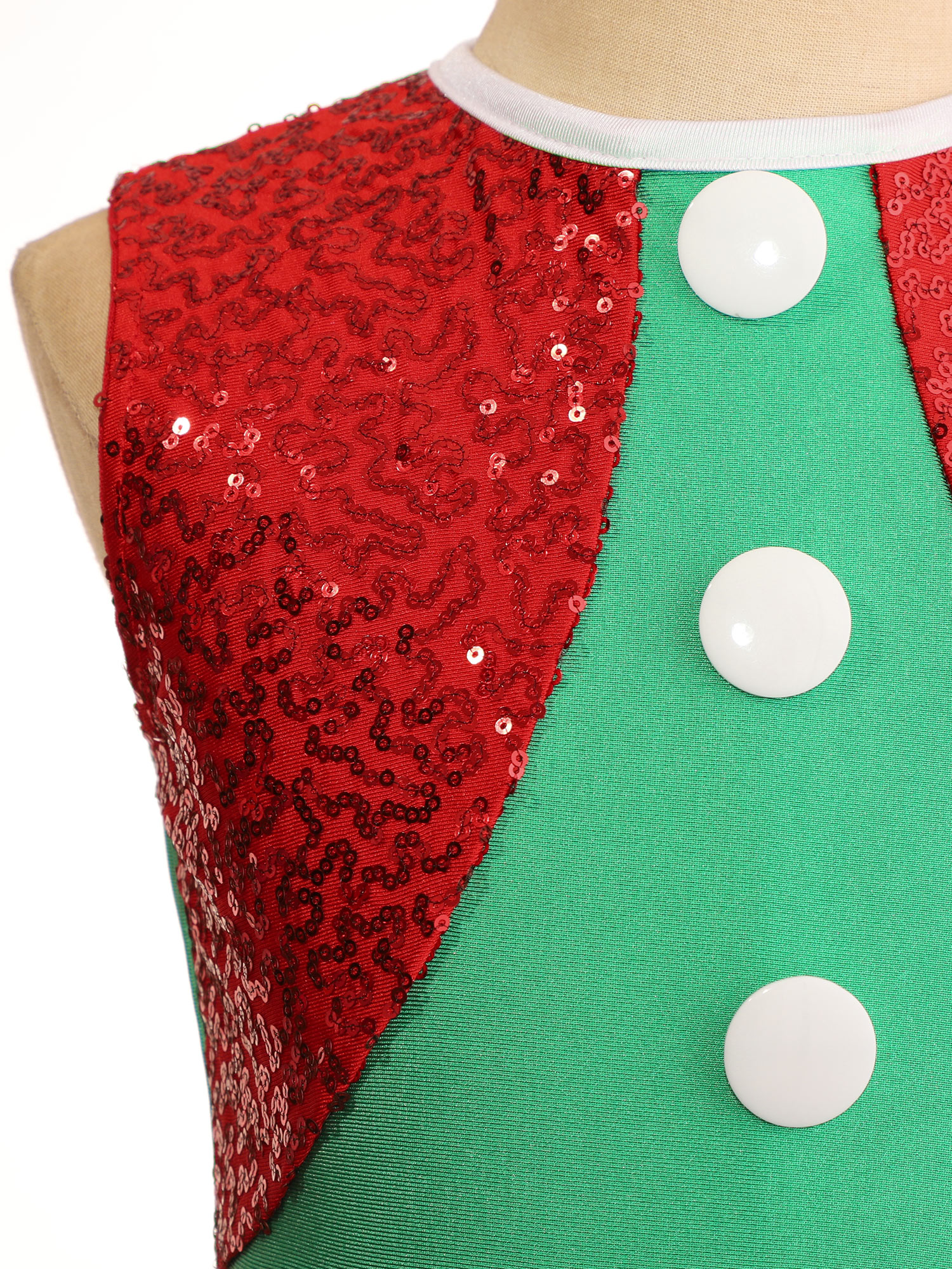 Kinder Mädchen Weihnachten Elf Santa Kostüm Langarm Streifen Gymnastik Trikot Ballett Tanz Overall Weihnachten Neujahr Party Tanz kleidung – Detail 29