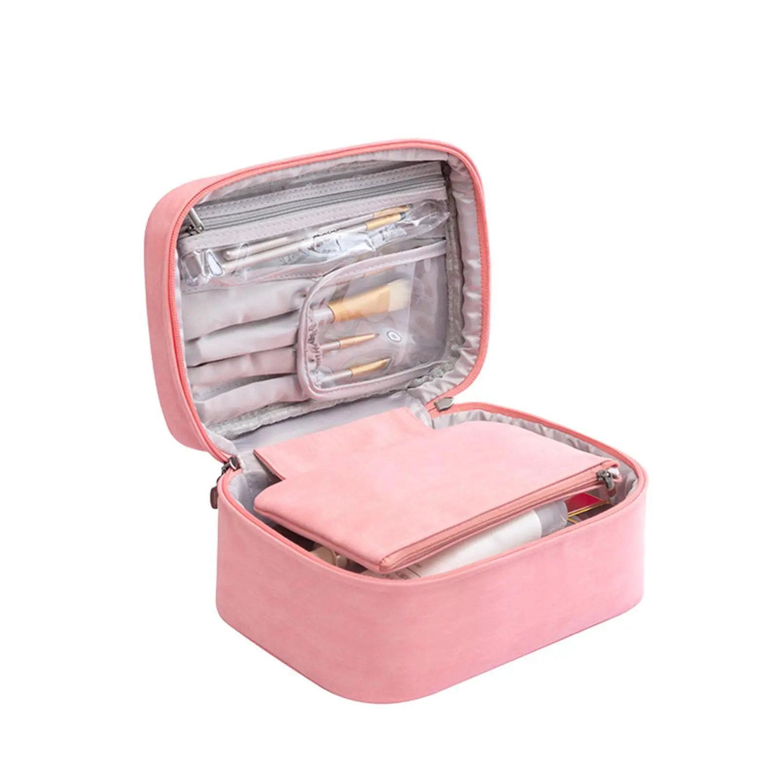 Makeup Organizer Bag with Detachable Pouch PU Resin for Eyebrow Pencil