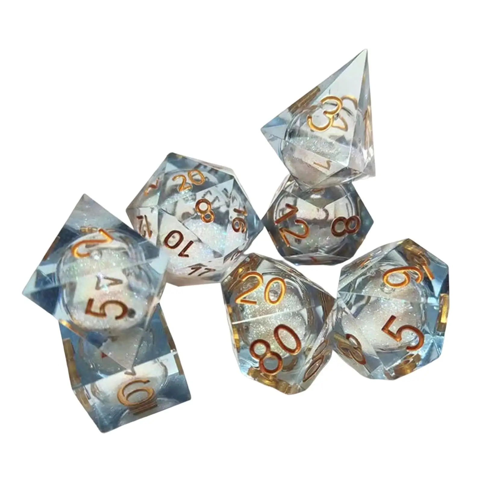 7x Dices Set Transparent Numbers for Party Favors Table Board Entertainment