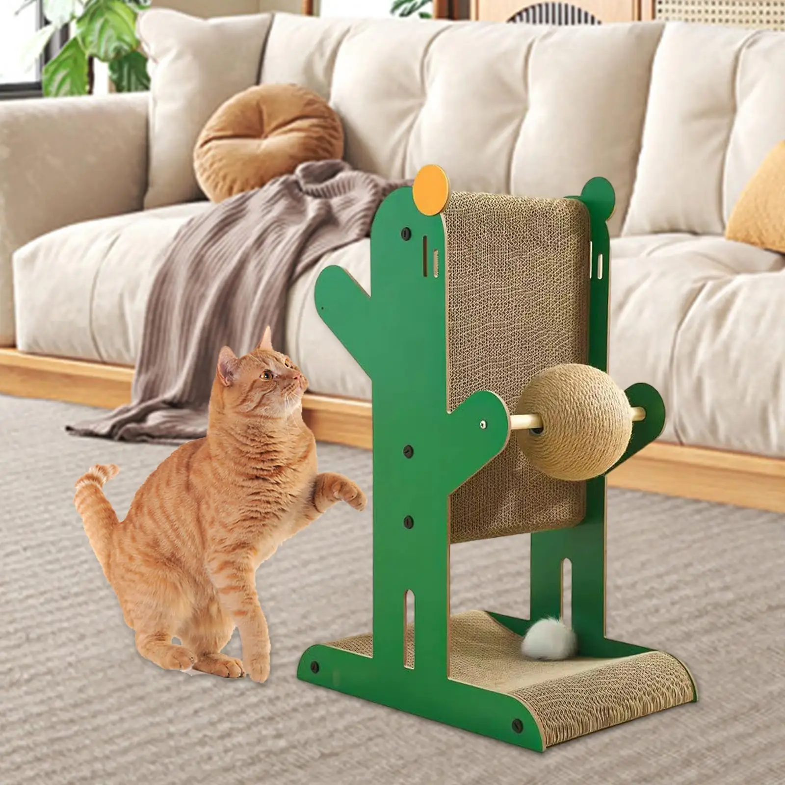 Cat Scratch Corrugated Cardboard Cat Toy Cactus Shape Multifunctional Stable Base Furniture Protector for Protecting Furniture