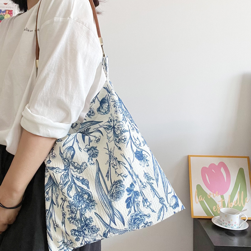 Vintage Blumen Damen Umhängetasche dünne Stoff Damen Einkaufstaschen Sommerreise Umhängetaschen Retro Handtaschen für Frauen – Detail 11