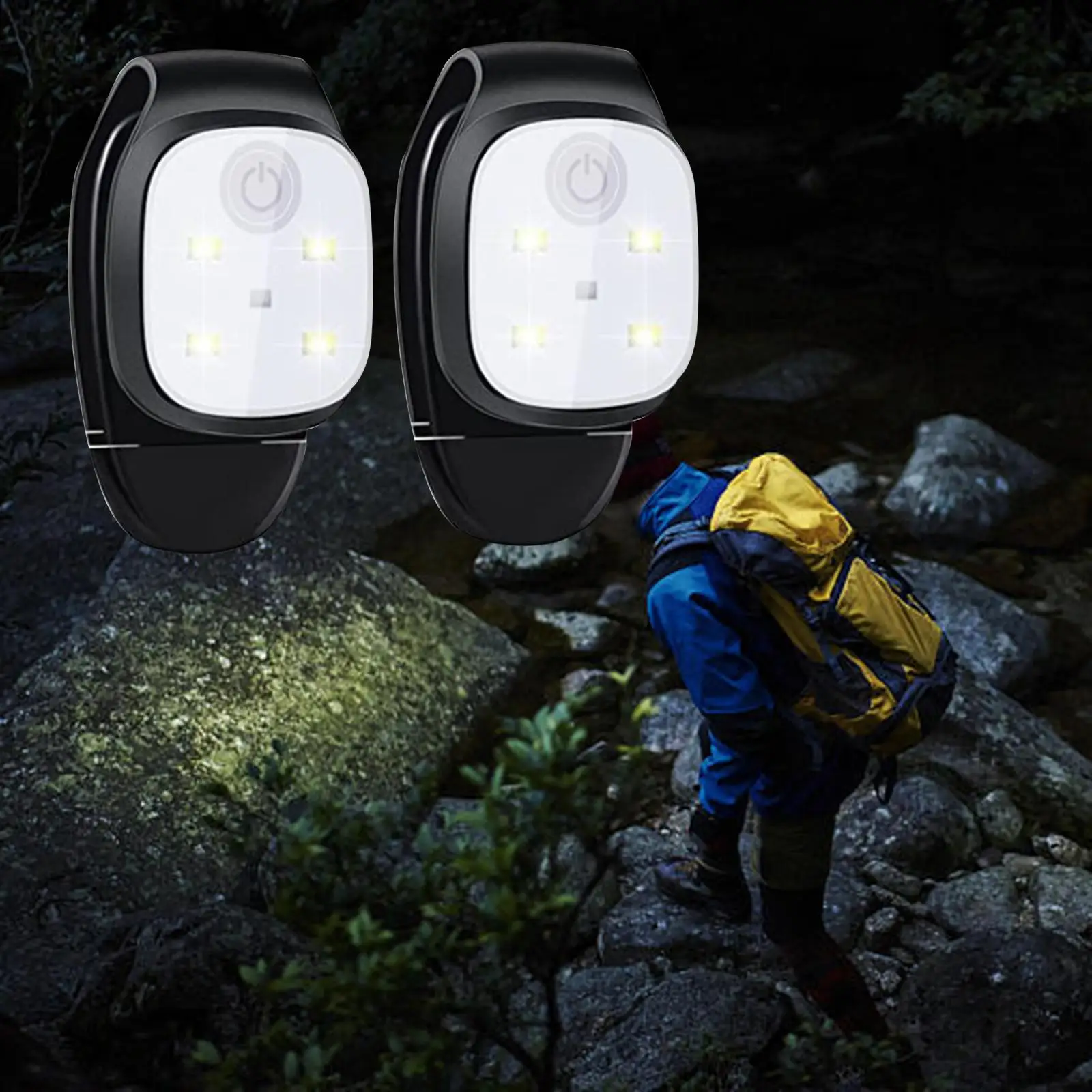 2x LED Flashing Lights 4 Flashing Modes LED Safety Light Clip On for Outdoor Sports Running Hiking Walkers Kids