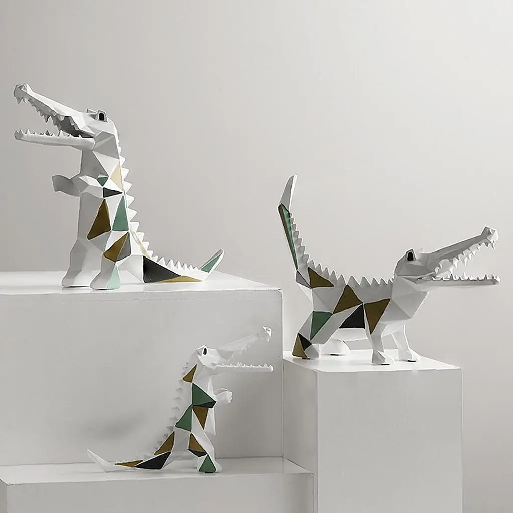 Modern Geometric Statue Ornament Cafe Shopwindow Sculptures Animal Alligator Abstract Figurines Statue