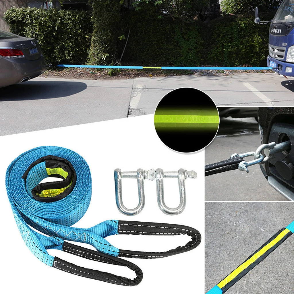 Tow Winch Rope with Luminous Blue ? Vehicle Towing Strap Blue