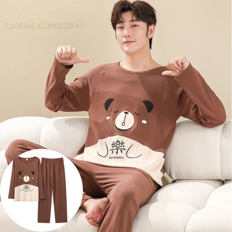 Title 61, Automne hiver hommes coton Pyjamas lettre pyjam...