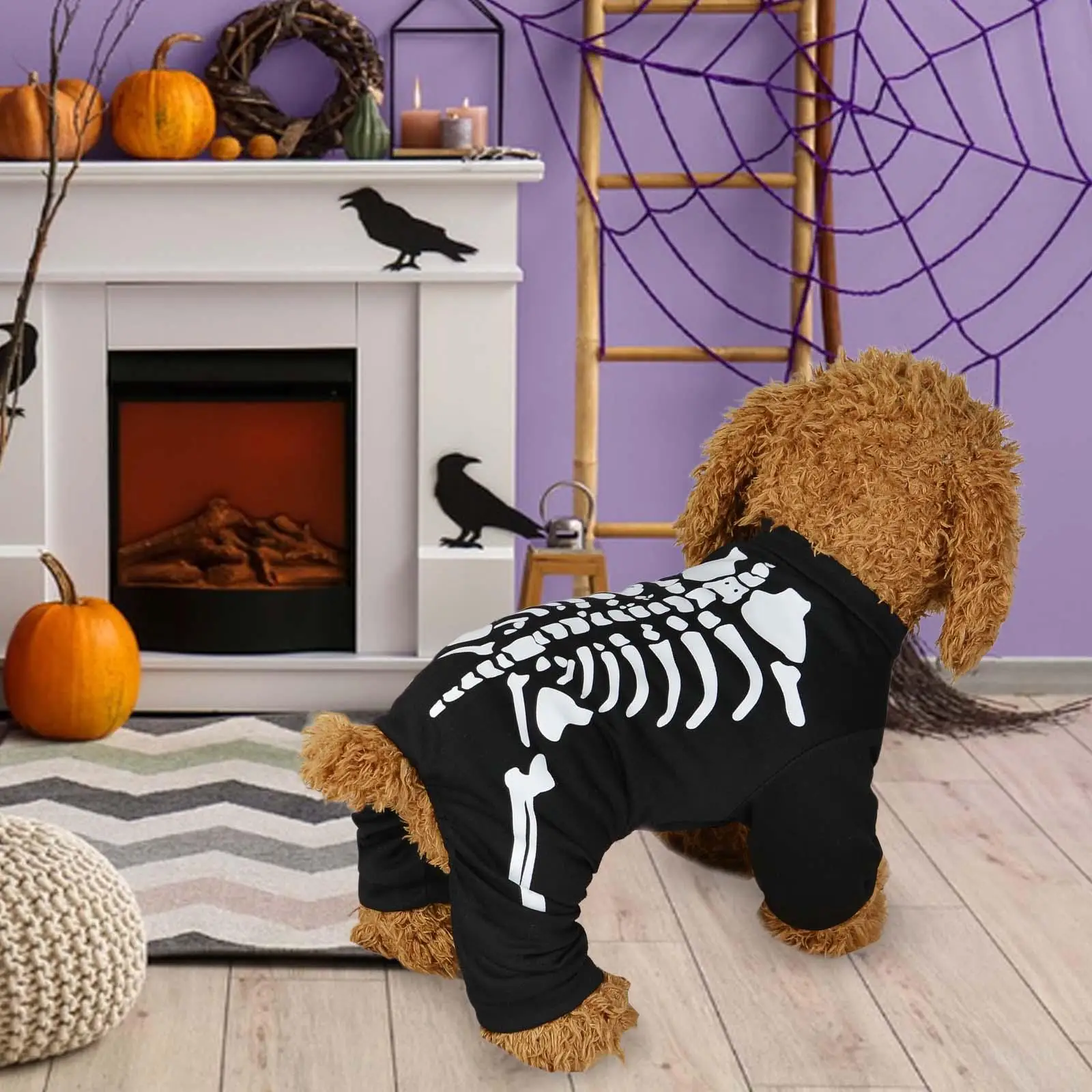 Halloween Skeleton Dog Costume Cosplay Outfit Pet Clothes Fancy Dress Pets Puppy Beauty Contests Photoshoots Props