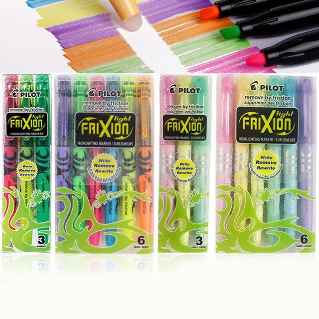 Pilot-Marqueurs effaçables FriXion, surligneurs pastel, stylo effaçable  pour document souple, papeterie Kawaii, stylos de scrapbooking